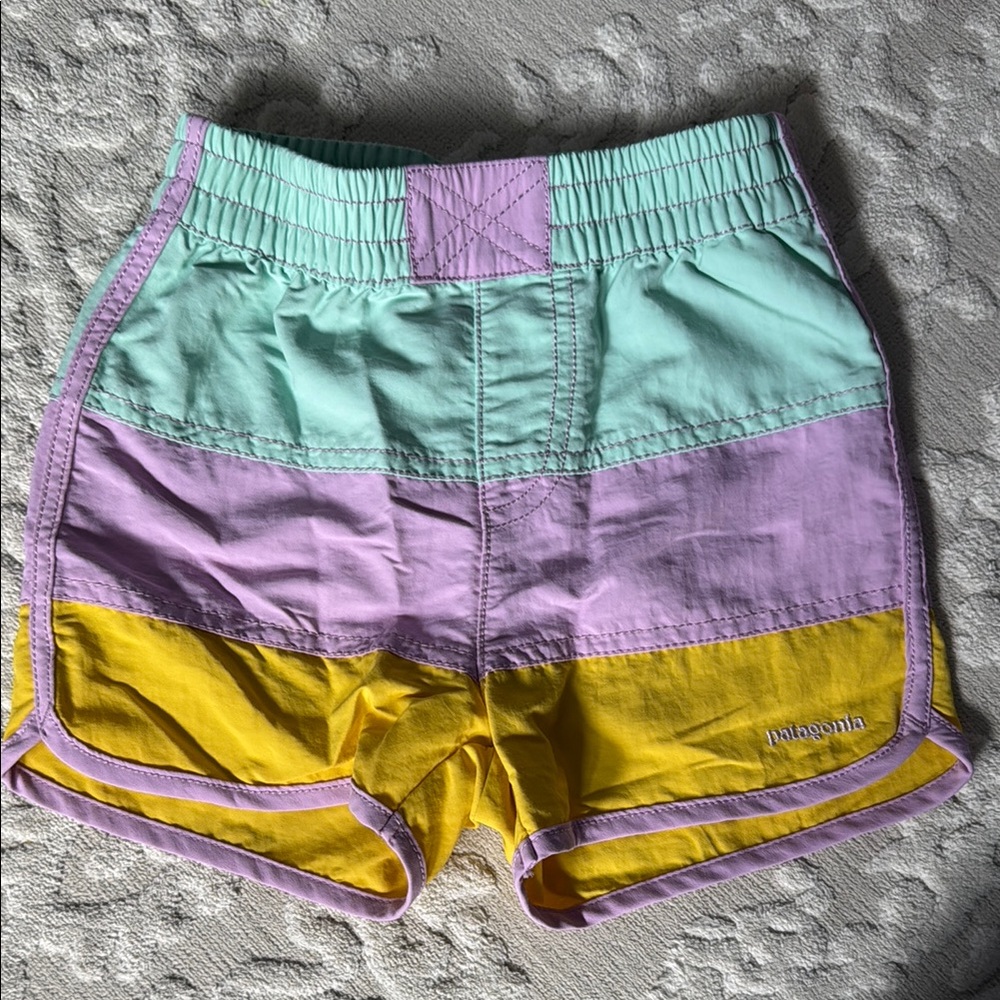 Patagonia Toddler Colorblock Shorts - Mint, Lavender, Yellow